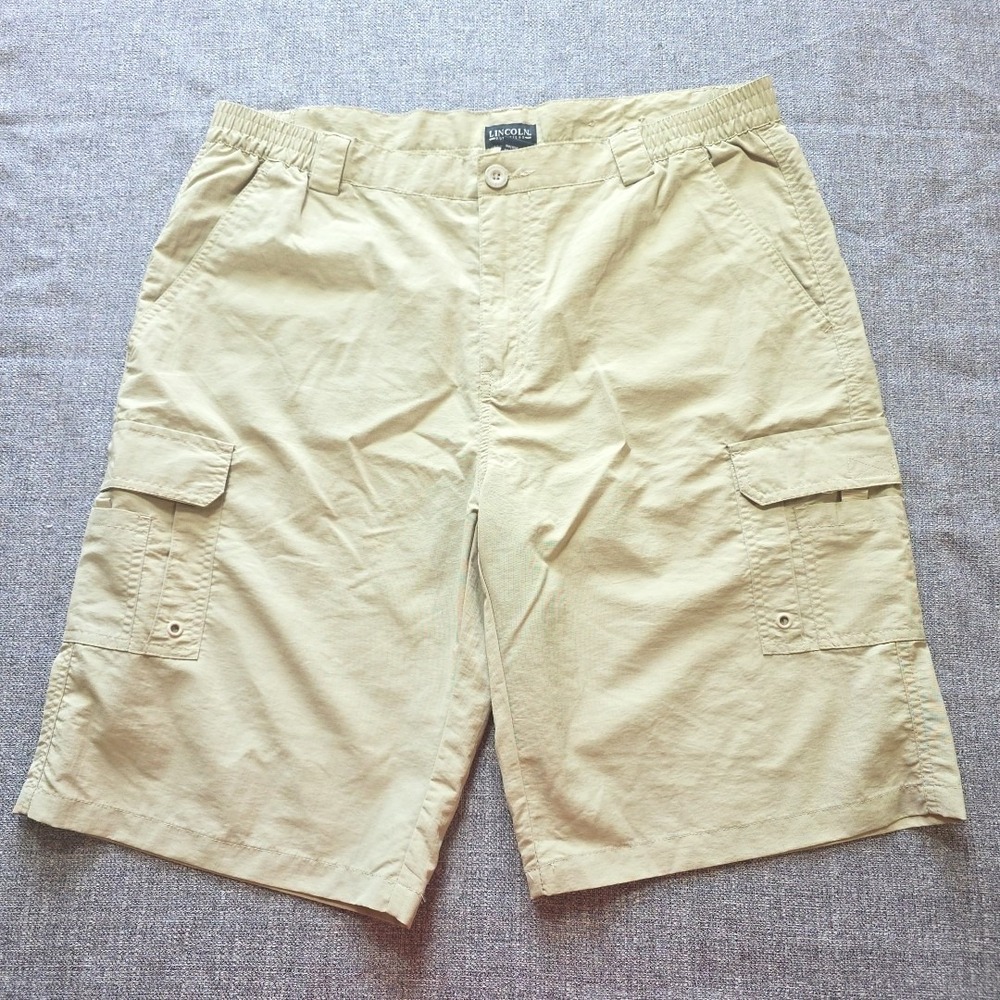 Lincoln Outfitters Mens Shorts Size XL Khaki Cargo Outdoor Flat Front